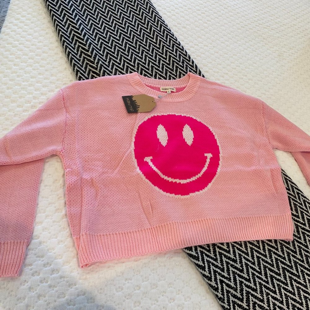 Women's Smiley Face Sweater Crop